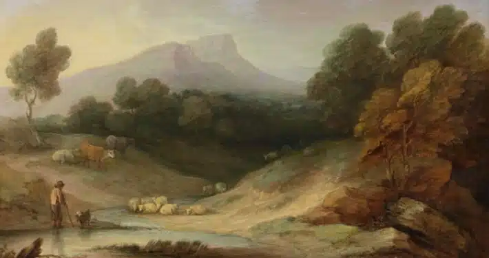 Thomas Gainsborough, Landschaft mit Hirt und Herde, 1784, Bayerische Staatsgemäldesammlungen - Neue Pinakothek München, URL: https://www.sammlung.pinakothek.de/de/artwork/8MLvpWl4z3 (Zuletzt aktualisiert am 31.10.2023)