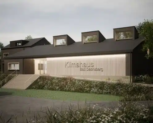 Lern- und Begegnungsort: Auf dem Areal einer ehemaligen Kuranstalt entsteht innerhalb eines Jahres das Klimahaus Bad Dachsberg. © Pointinger Green Buildings